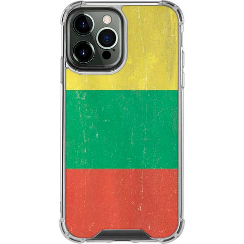 Lithuania Flag Distressed iPhone 14 Pro Max Clear Case